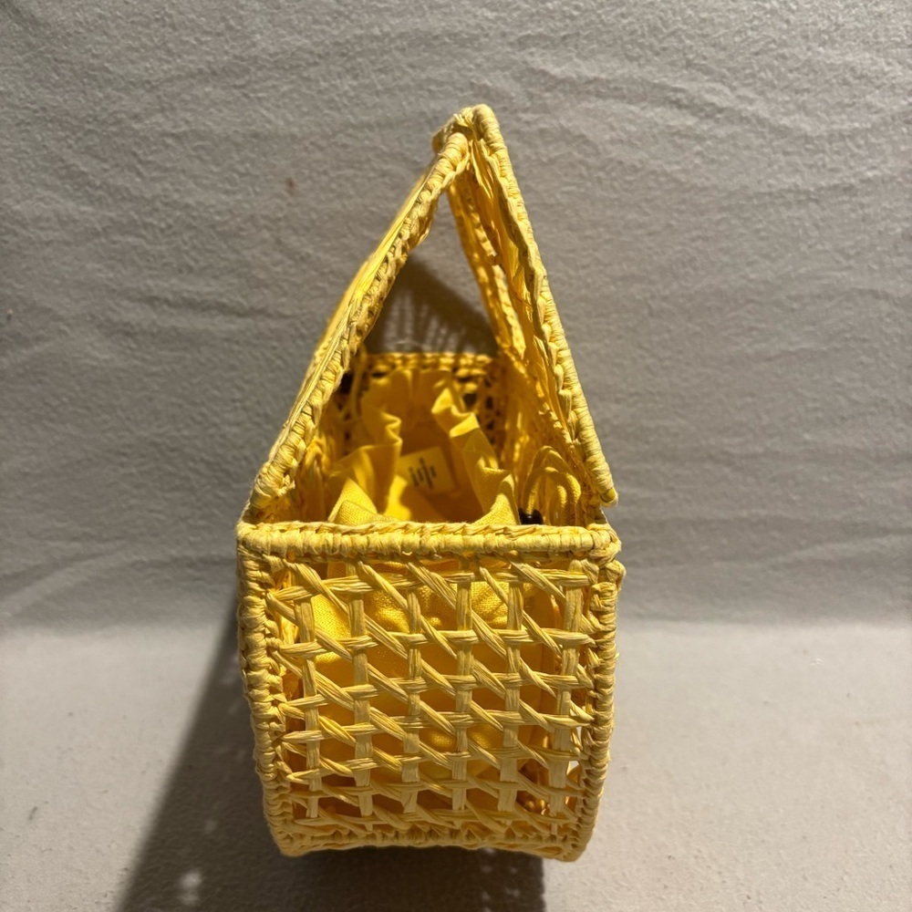 NEW House of Harlow Handwoven Hand Bag Purse Raffia Yellow Gold Vacation Resort - Picture 2 of 11